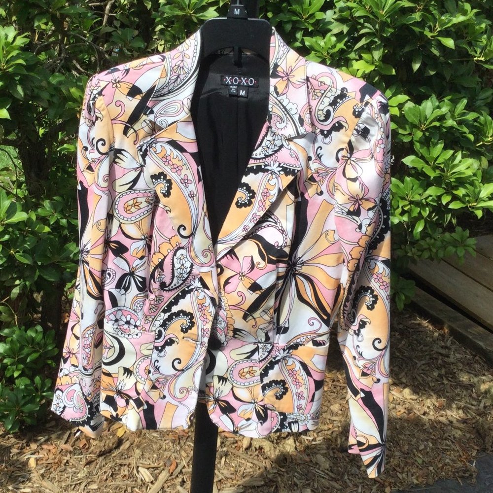 XOXO Floral Puff Shoulder Long Sleeve Jacket